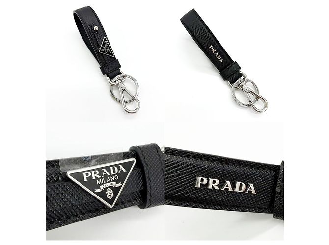 Portachiavi in pelle Saffiano Prada Nero - vista 2