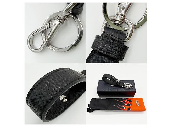 Portachiavi in pelle Saffiano Prada Nero - vista 3