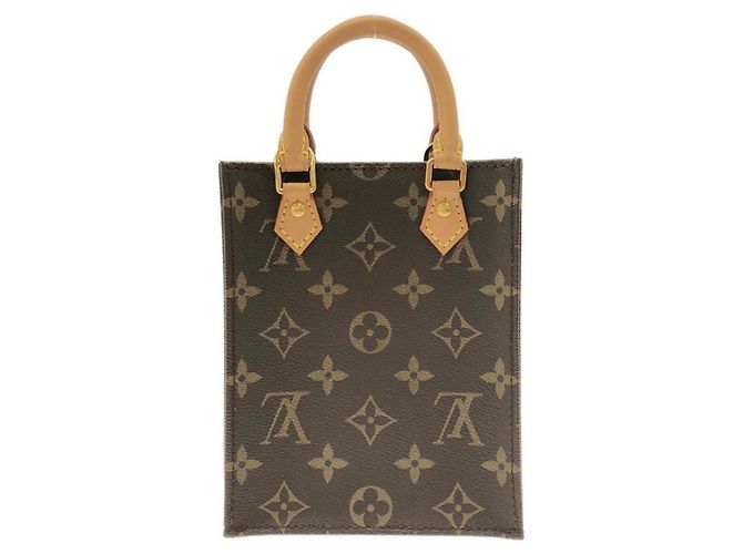 Borsa Louis Vuitton Monogram Petite Sac Plat Marrone Monogramma - vista 2