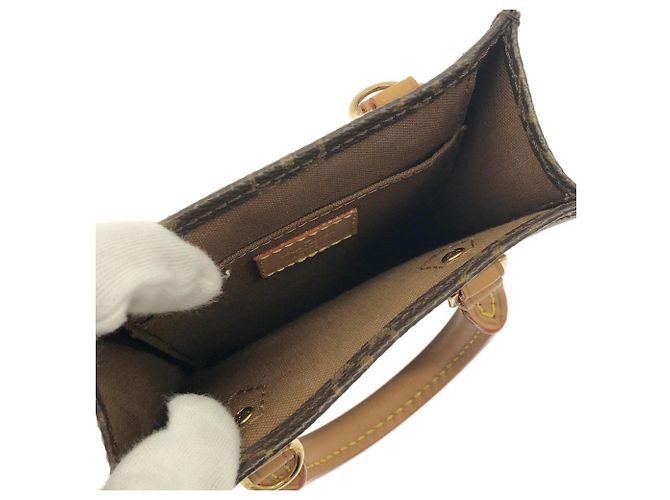 Borsa Louis Vuitton Monogram Petite Sac Plat Marrone Monogramma - vista 6
