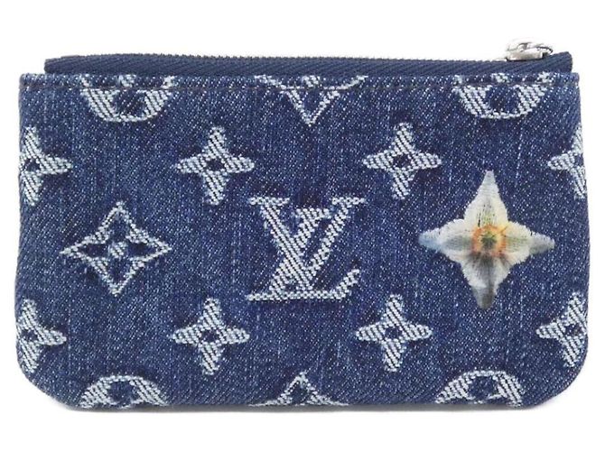 Louis Vuitton Monogram Flower Denim Pochette Cle M27561 Blu Monogramma - vista 2