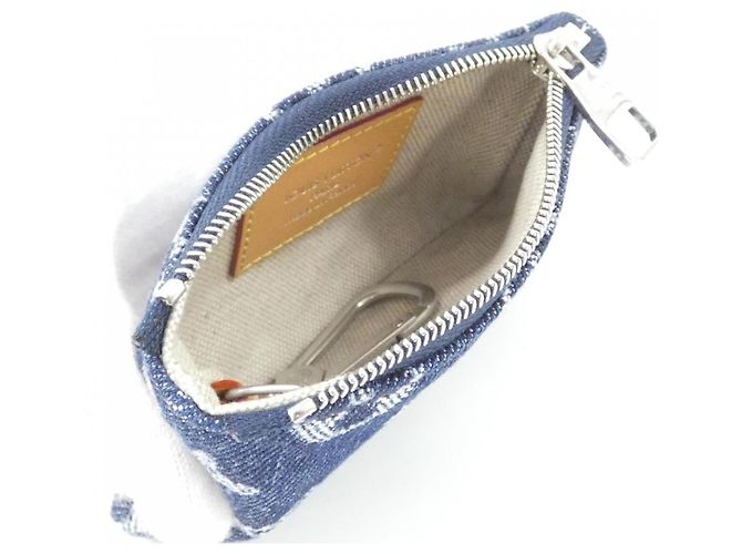 Louis Vuitton Monogram Flower Denim Pochette Cle M27561 Blu Monogramma - vista 5