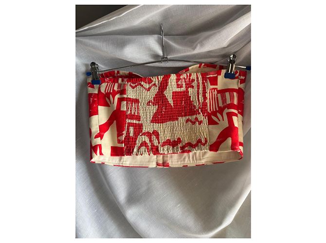 Mara Hoffman Top Palabra de Honor Estampado Rojo y Crema Roja Crudo - vista 2