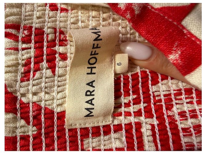 Mara Hoffman Top Palabra de Honor Estampado Rojo y Crema Roja Crudo - vista 3