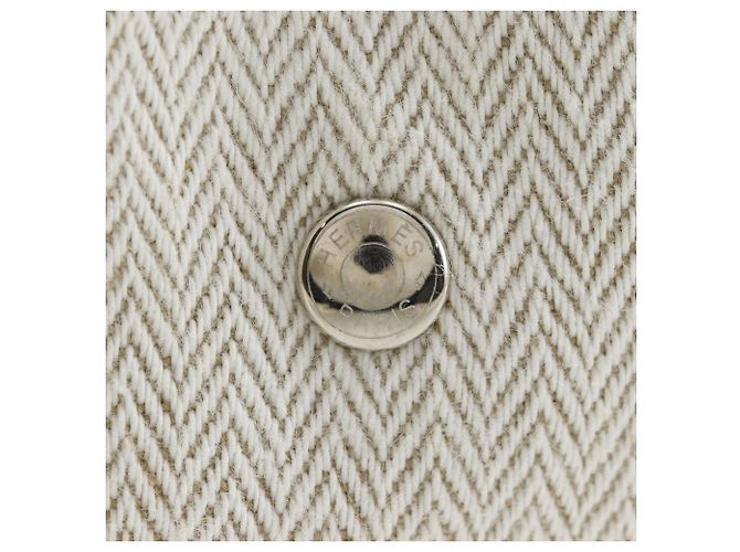 Hermès Pochette Hermes Foolby 20 in Beige Toile Chevron - vista 10