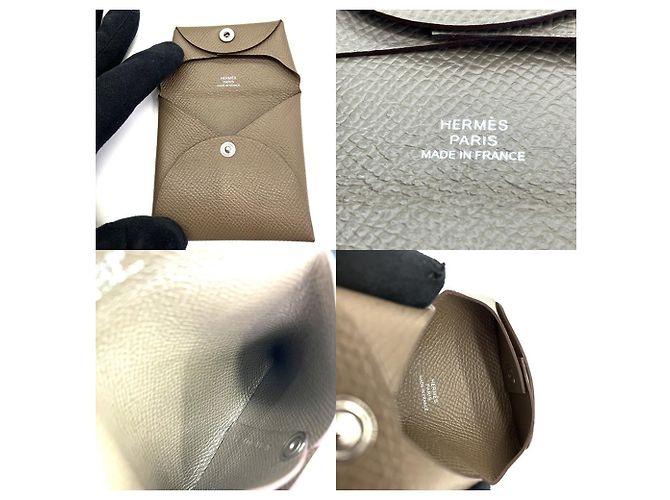 Monedero Bastia en Etoupe Gray Hermès Castaño Gris pardo - vista 5