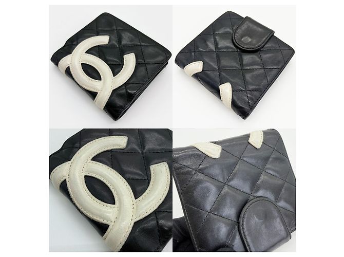 Chanel Cambon Line Bifold Wallet Schwarz Weiß - Ansicht 2