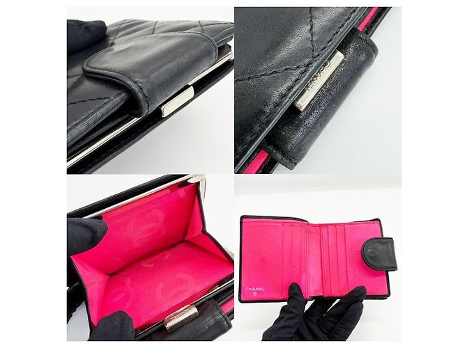Chanel Cambon Line Bifold Wallet Schwarz Weiß - Ansicht 4