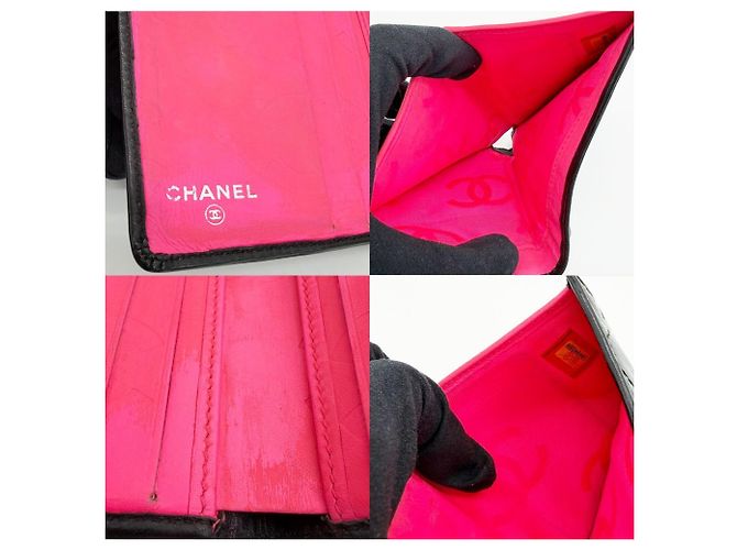 Chanel Cambon Line Bifold Wallet Schwarz Weiß - Ansicht 5
