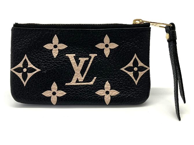 Louis Vuitton Pochette Clé Monogram Empreinte Leather Nero Beige Monogramma - vista 2