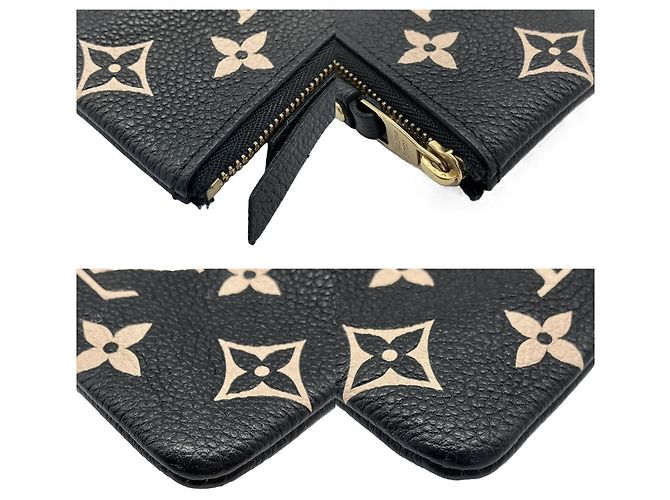 Louis Vuitton Pochette Clé Monogram Empreinte Leather Nero Beige Monogramma - vista 3