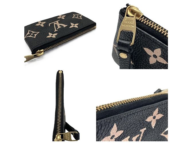 Louis Vuitton Pochette Clé Monogram Empreinte Leather Nero Beige Monogramma - vista 4