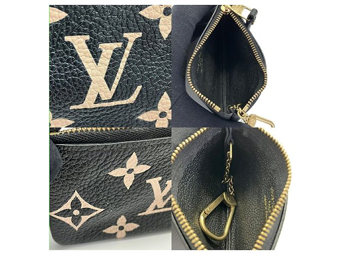 Louis Vuitton Pochette Clé Monogram Empreinte Leather Nero Beige Monogramma - vista 5