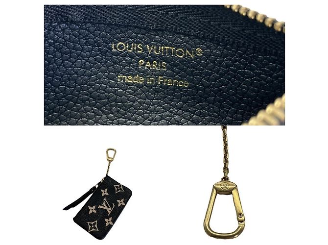 Louis Vuitton Pochette Clé Monogram Empreinte Leather Nero Beige Monogramma - vista 6