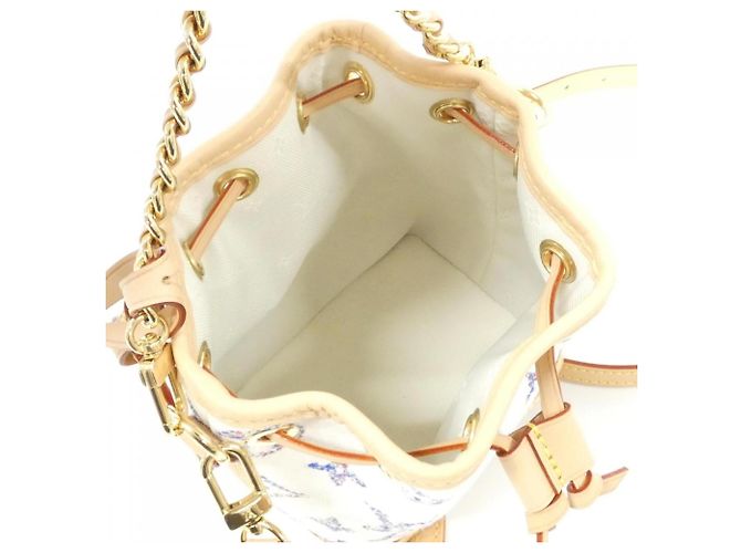 Borsa a Spalla Louis Vuitton Tweed Monogram Multicolor Nano Noe Bianco - vista 8
