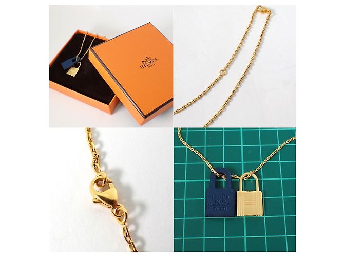 Hermès Collana Hermes O'Kelly D-stamp Gold x Navy - vista 10