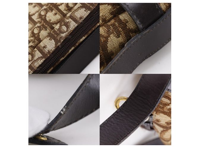 Borsa a tracolla Christian Dior Trotter in tela marrone - vista 12