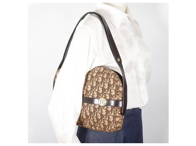 Borsa a tracolla Christian Dior Trotter in tela marrone - vista 15