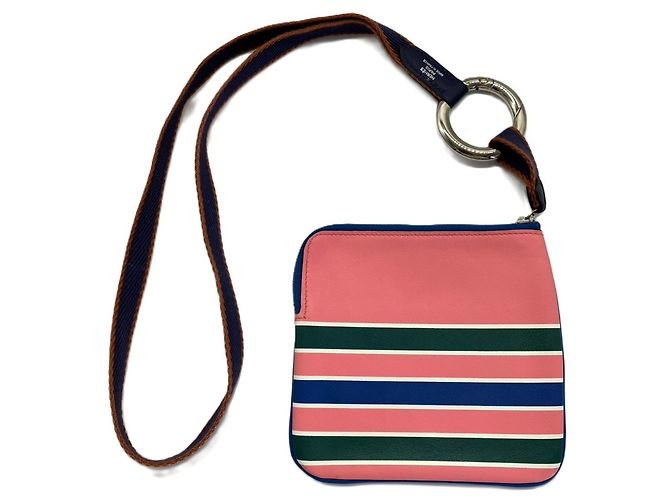 Hermès Pochette in pelle Hermes Carre Pocket Rosa Blu navy - vista 2