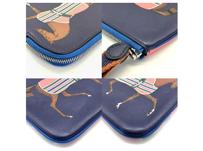 Hermès Pochette in pelle Hermes Carre Pocket Rosa Blu navy - vista 3