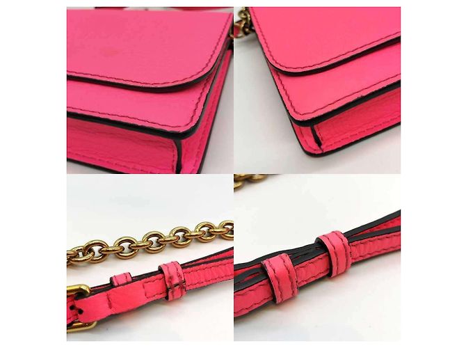 Borsa a tracolla in pelle rosa neon Burberry - vista 5