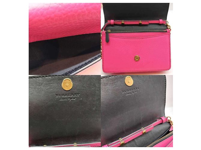 Borsa a tracolla in pelle rosa neon Burberry - vista 6