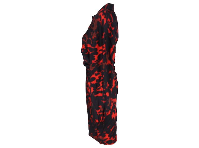 Abito arricciato stampato Dries Van Noten in raso multicolore - vista 4