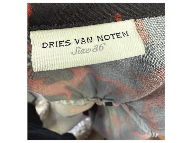 Abito arricciato stampato Dries Van Noten in raso multicolore - vista 7