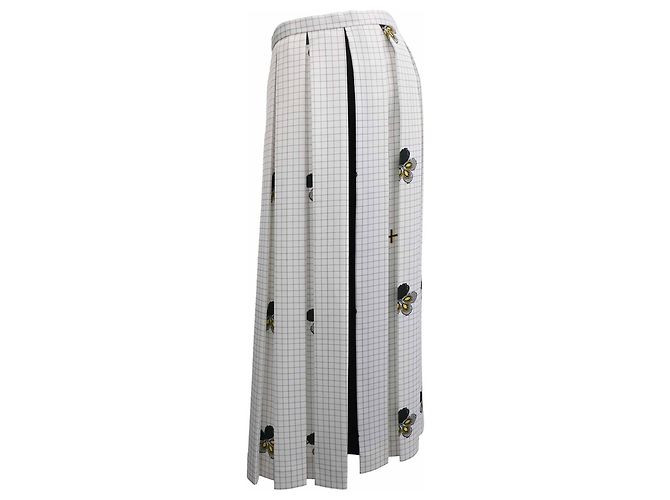 Falda midi plisada con estampado de cuadros Victoria Beckham en poliéster blanco - vista 2