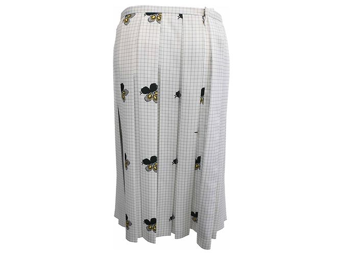 Falda midi plisada con estampado de cuadros Victoria Beckham en poliéster blanco - vista 3