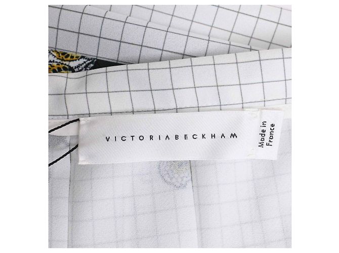 Falda midi plisada con estampado de cuadros Victoria Beckham en poliéster blanco - vista 4