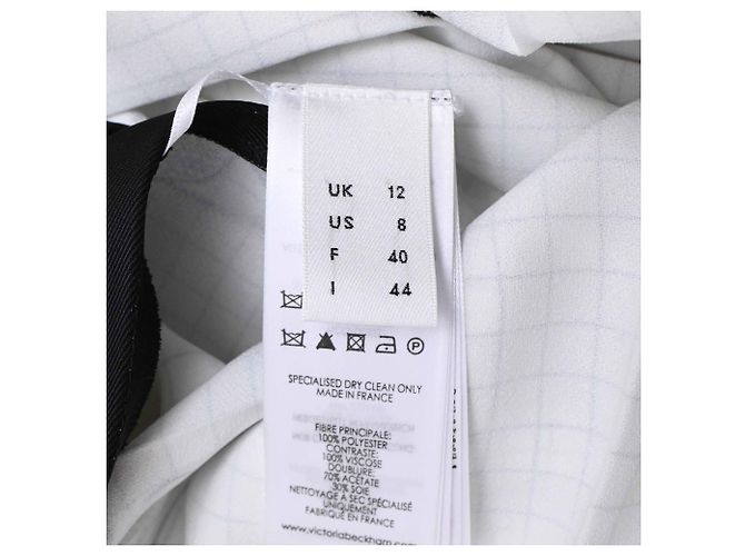 Falda midi plisada con estampado de cuadros Victoria Beckham en poliéster blanco - vista 6