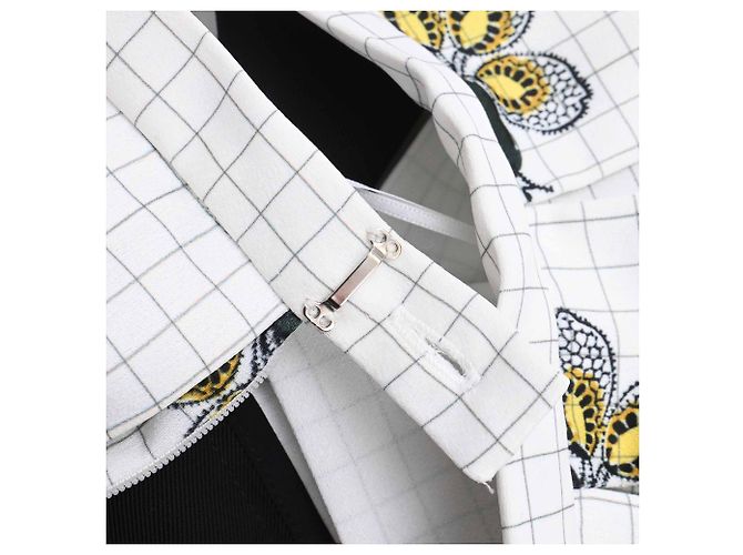 Falda midi plisada con estampado de cuadros Victoria Beckham en poliéster blanco - vista 8