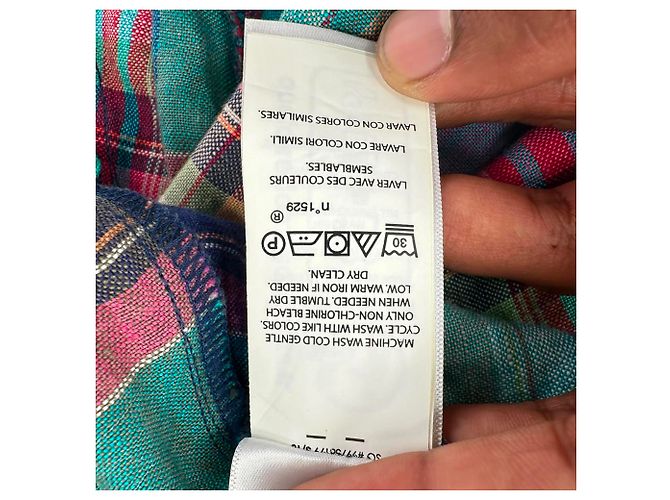 Abito lungo a quadri Polo Ralph Lauren in lino multicolore - vista 10