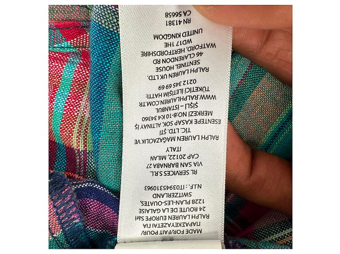 Abito lungo a quadri Polo Ralph Lauren in lino multicolore - vista 11