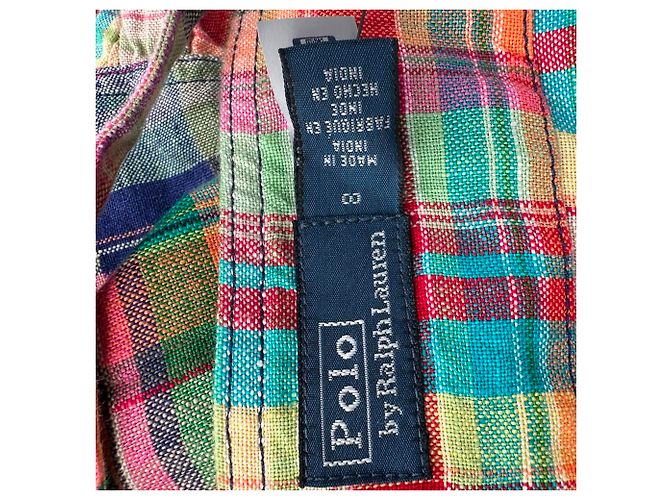 Abito lungo a quadri Polo Ralph Lauren in lino multicolore - vista 6