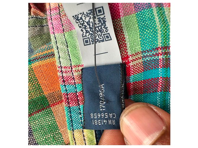 Abito lungo a quadri Polo Ralph Lauren in lino multicolore - vista 7
