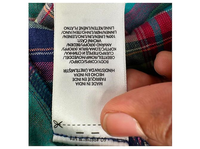 Abito lungo a quadri Polo Ralph Lauren in lino multicolore - vista 8