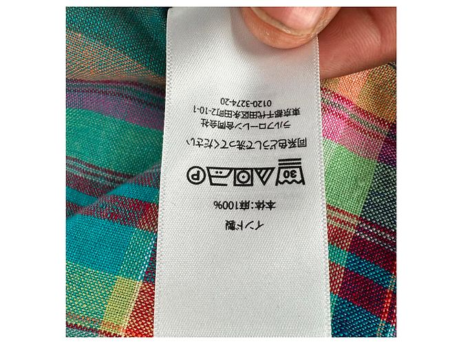 Abito lungo a quadri Polo Ralph Lauren in lino multicolore - vista 9