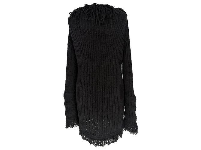 Cárdigan con flecos Balmain en algodón negro - vista 3
