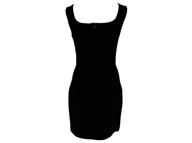 Mini abito Dolce & Gabbana con scollo quadrato in viscosa nera Nero - vista 4