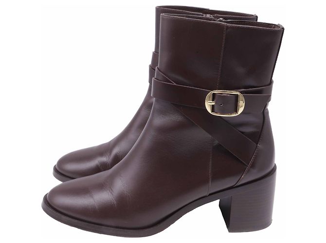 Botines con hebilla Esme de Stuart Weitzman en cuero marrón Castaño Roja - vista 4