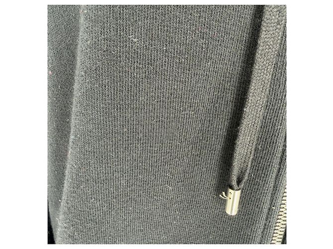 Felpa con cappuccio e zip Gucci con logo ricamato in cotone nero - vista 2