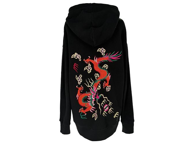 Felpa con cappuccio e zip Gucci con logo ricamato in cotone nero - vista 5