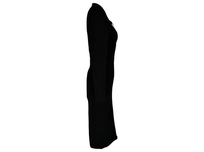 Abito midi in maglia waffle con zip Tom Ford in viscosa nera Nero - vista 2