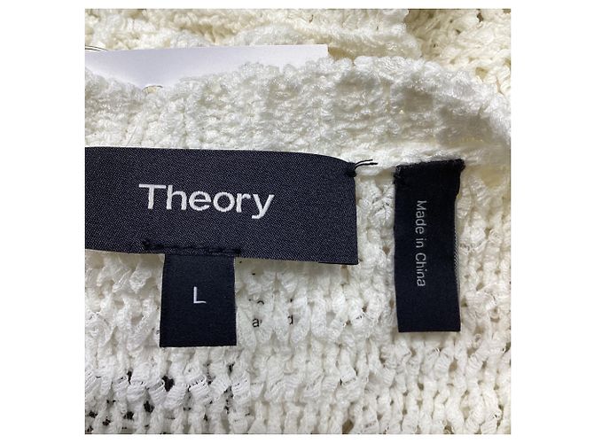 Suéter de malha aberta Theory em algodão branco Cru - vista 6