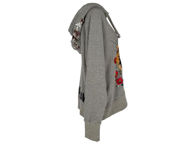 Sudadera Gucci con bordado de tigre en algodón gris - vista 4