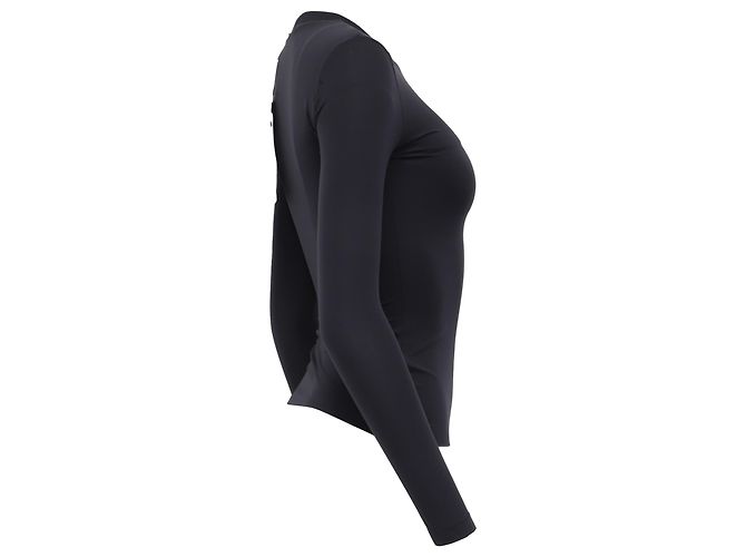 Sportmax Langarm-T-Shirt mit Rundhalsausschnitt aus schwarzer Polyamid - Ansicht 3