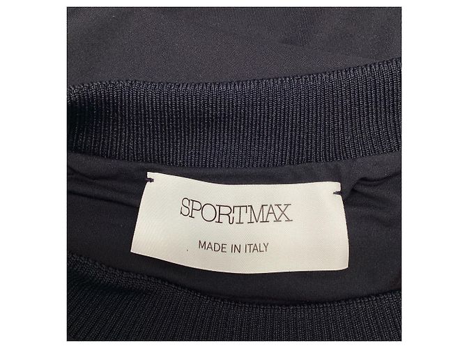 Sportmax Langarm-T-Shirt mit Rundhalsausschnitt aus schwarzer Polyamid - Ansicht 7