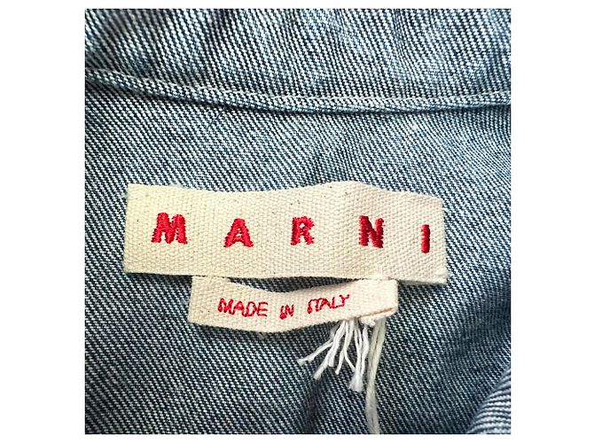 Camicia in denim bicolore Marni in cotone blu - vista 4